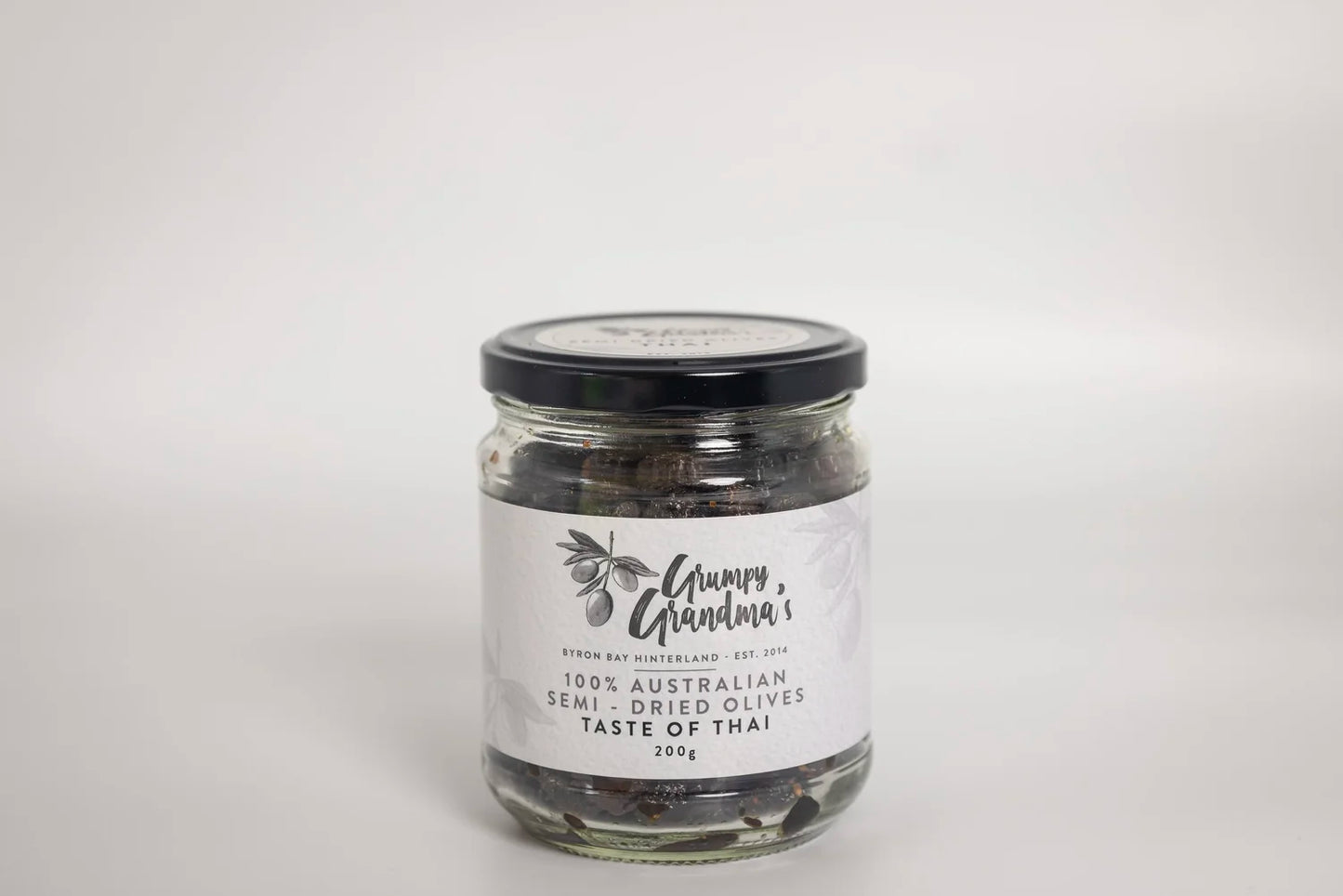 NEW Grumpy Grandma's Taste of Thai Semi Dried Olives 200g jar
