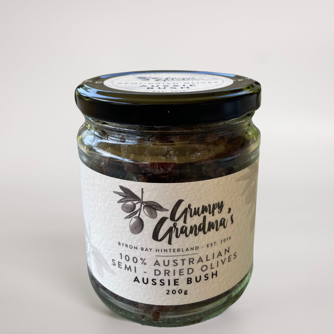 Grumpy Grandma's Aussie Bush Semi Dried Olives 200g Jar