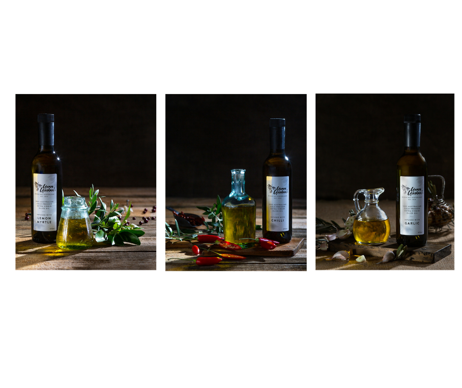 Infused Extra Virgin Olive Oils - Garlic, Chilli or Lemon Myrtle - Or All 3