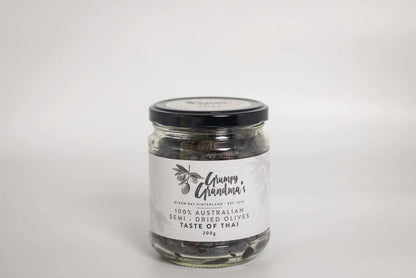NEW Grumpy Grandma's  Taste of Thai Semi Dried Olives 200g jar