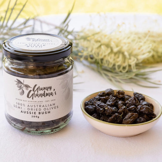 Grumpy Grandma's Aussie Bush Semi Dried Olives 200g Jar